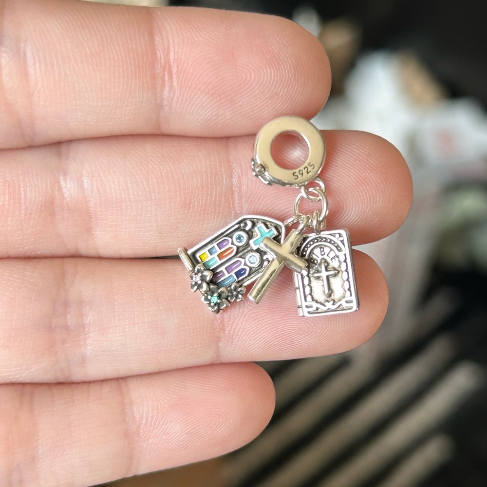 Sterling Silver Holy Bible Charm